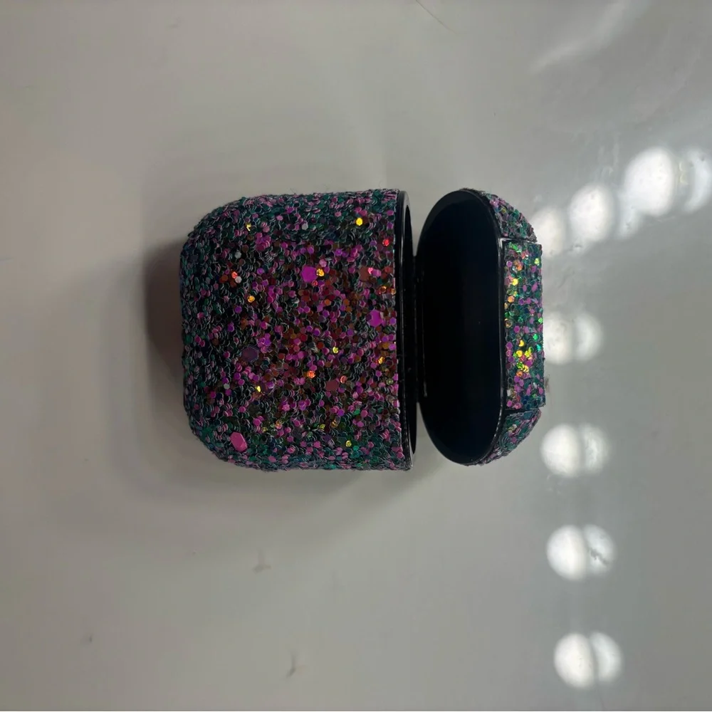 Glittery Black and Pink AirPods Case
